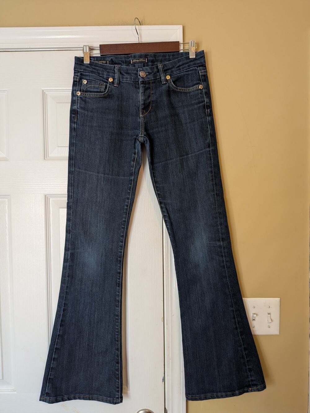 Fidelity Denim Skip Low Waist Flare Jeans Size 27 Dark Wash Y2K Model-off-duty